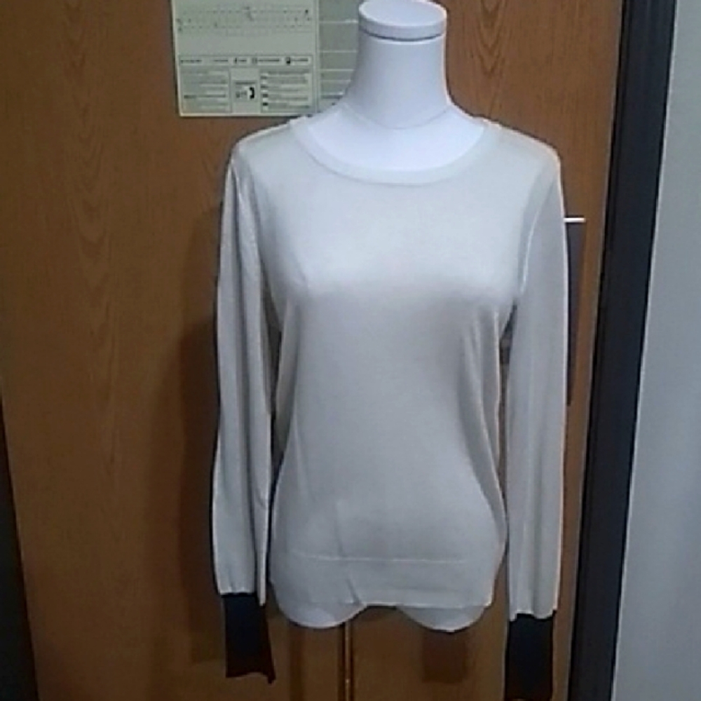 1. STATE Cream and Black Sweater